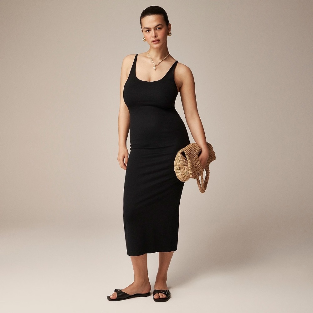 J.Crew Tank Midi Dress in Stretch Cotton Blend